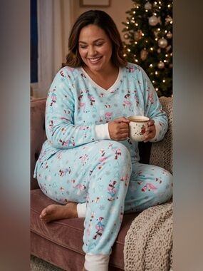 Cuddl Duds Flamingo Print Pajama Set NWT